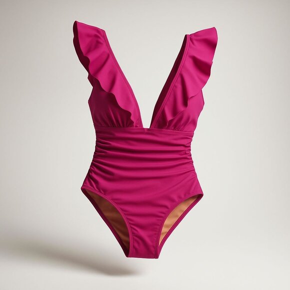 J.Crew Other - J. Crew Ruched Ruffle One-Piece Swimsuit Women's Size 6 Radiant Fuchsia Pink NWT